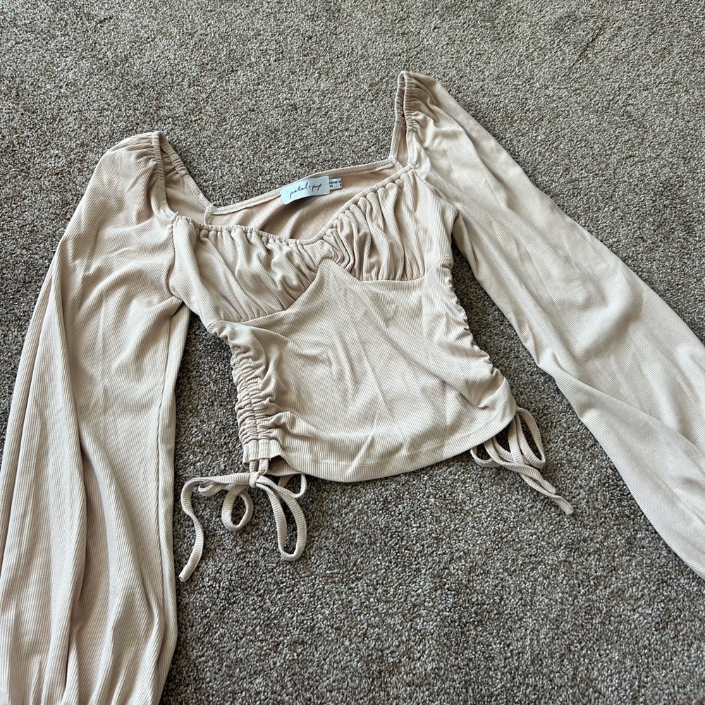 Petal + Pup Long Sleeve Tan Top
